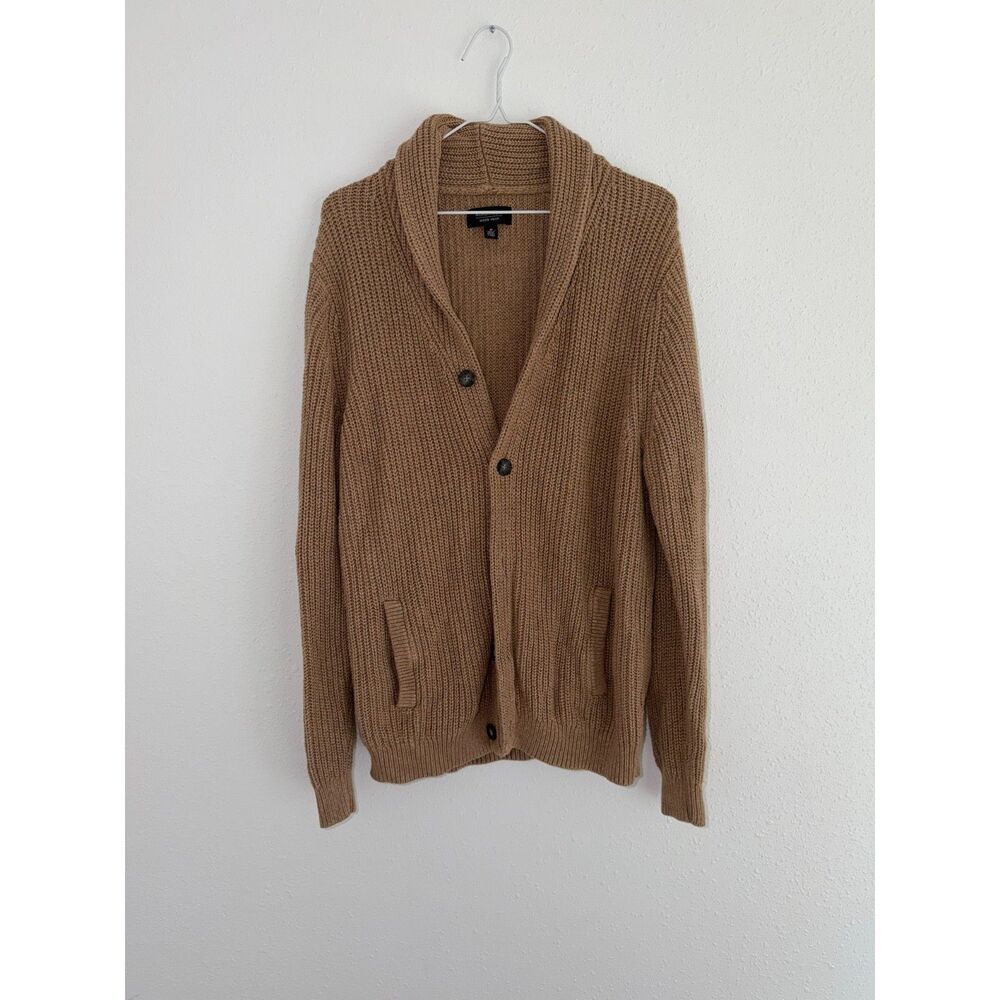 Nordstrom Men's Shop Brown Chunky Knit Shawl Collar Button Cardigan Medium